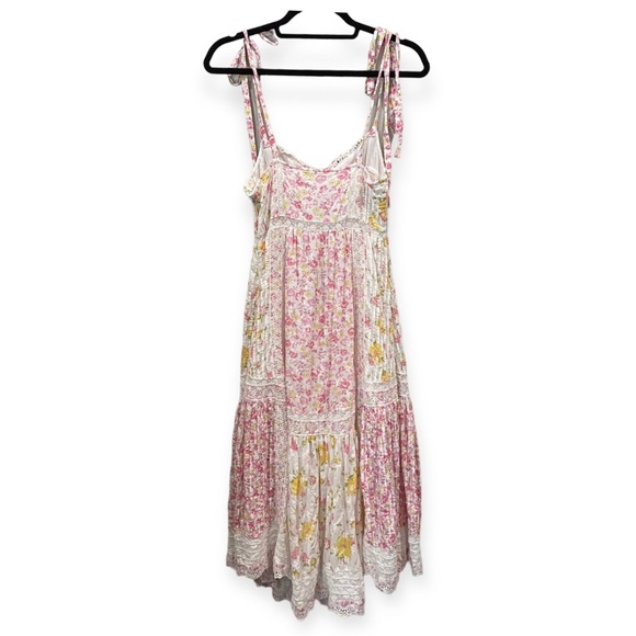LoveShackFancy Corset Lace Midi Dress Eyelet Pink White Yellow 0 - Picture 12 of 12